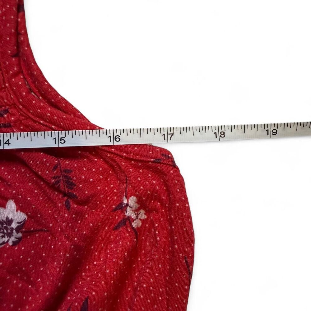 Rewind Red Floral Smocked Babydoll Tank Top Crochet Hem Women’s XS Boho - Picture 6 of 7